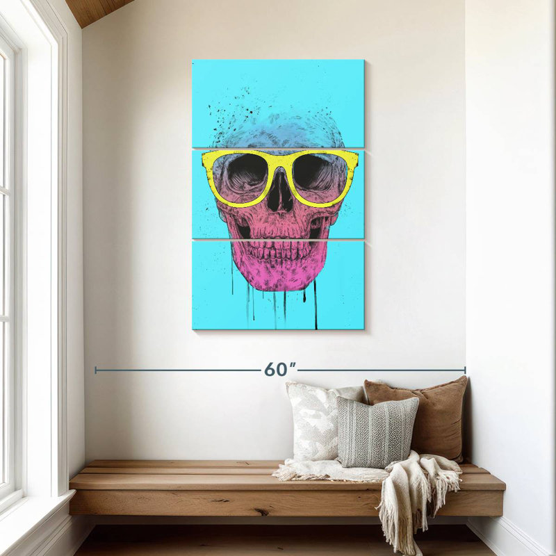 Kerner Pop Art Skull With Glasses, 45" H x 28" W
