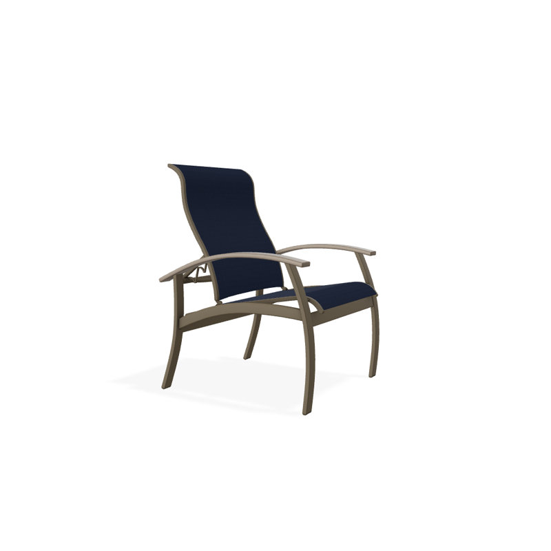 Chaise de patio Askar, Désert, Bleu marine 13D Sunbrella®, Bois de plage texturé