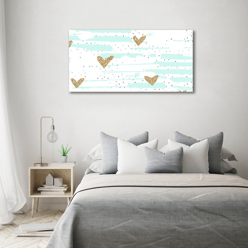 Golden Hearts Background - Wrapped Canvas Print
