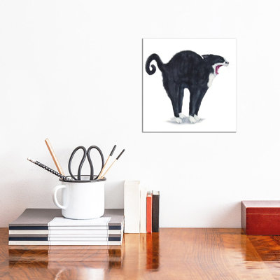 " Tuxedo Stretching Cat " Watercolor Painting