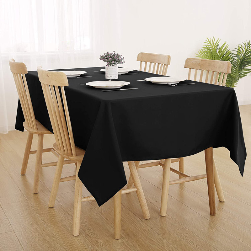 Symple Stuff Oxford Decorative Tablecloth Wipeable Rectangle Water Resistant Tablecloth, 137cm D x 200cm L, Black