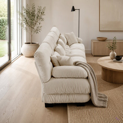 Canapé modulaire 4 places à assise profonde et canapé modulaire, canapé en chenille Canapé rembourré confortable pour salon, appartement, studio, bureau, chenille