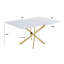 Ensemble de salle à manger rectangulaire en verre avec revêtement en marbre blanc avec chaises moelleuses-108795084
