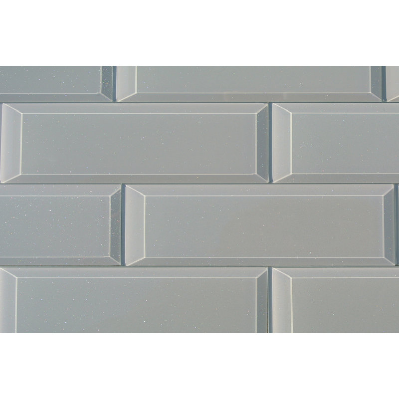 Frosted Elegance 3 in. x 12 in. Diamond Grade Glass Beveled Subway Decorative Kitchen & Bathroom Wall Tile
