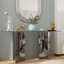 Console en verre et argent