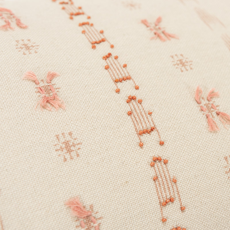  Rectangular Cotton Pillow Cover and Insert, Beige/Blush