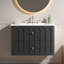 Meuble-lavabo mural simple flottant 30 po avec plateau en céramique et 2 tiroirs-358656654