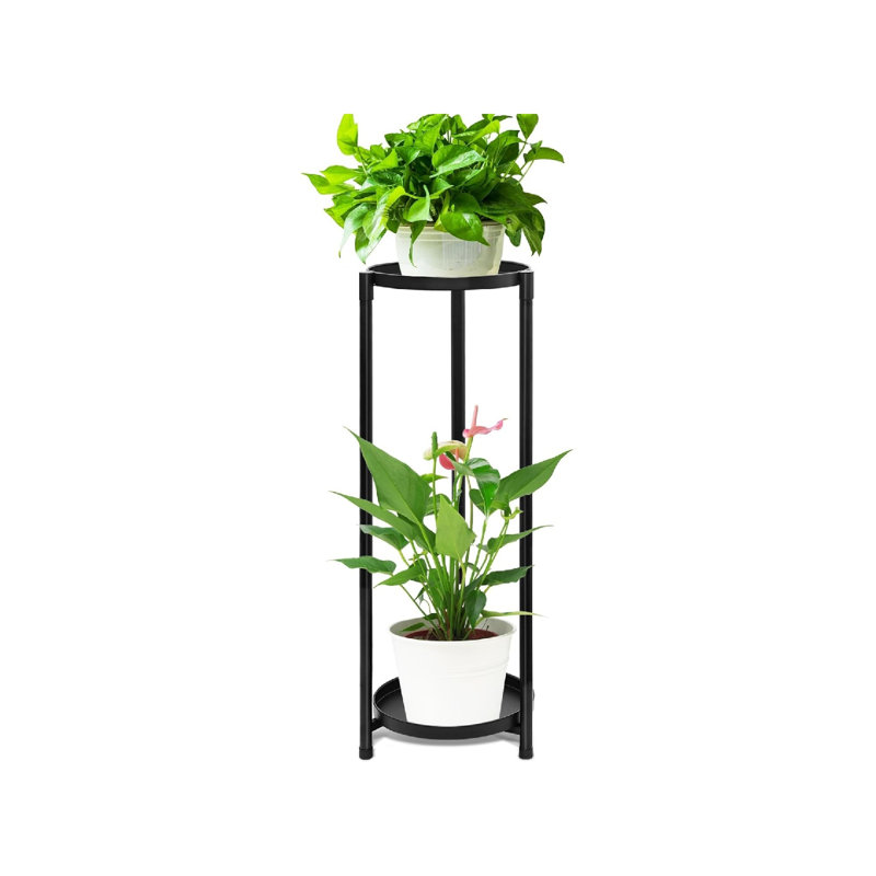 2 Layer Indoor and Outdoor Plant Holder, Metal Flower Pot Stand for Patio