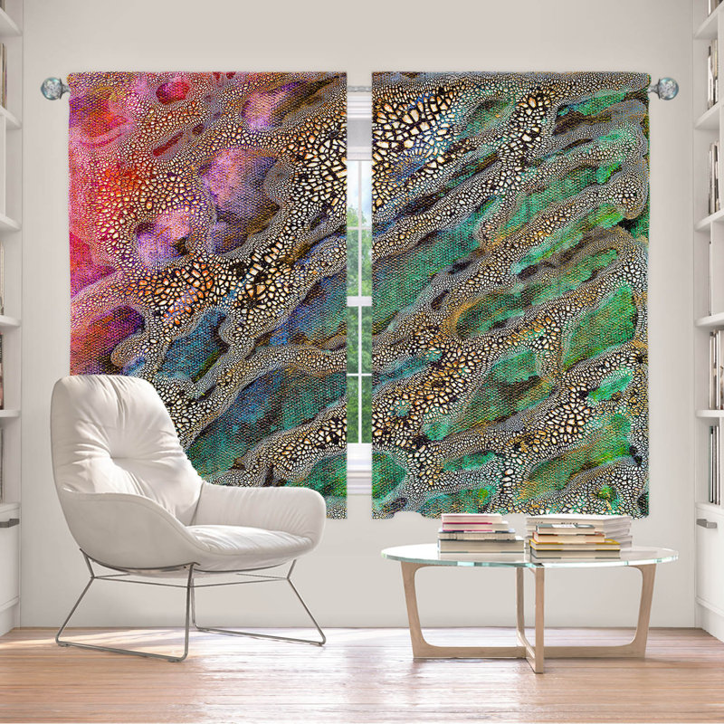 Ensemble de 2 panneaux de rideau obscurcissant et abstrait avec passe-tringle Brazen Design Studio - rose et vert