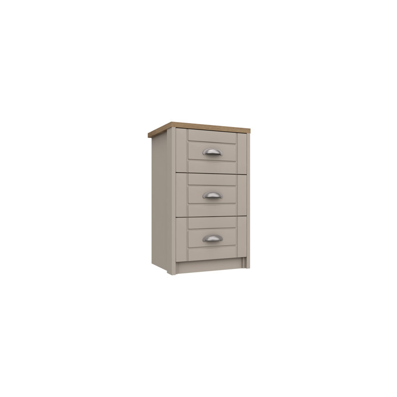 Newhaven 43.4cm W Manufactured Wood Bedside Table, Natural Rustic Oak/Fired Earth