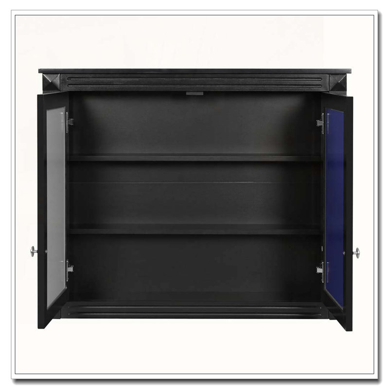 Armoire de rangement murale pour salle de bain, armoire à miroir avec 2 tablettes réglables, Noir