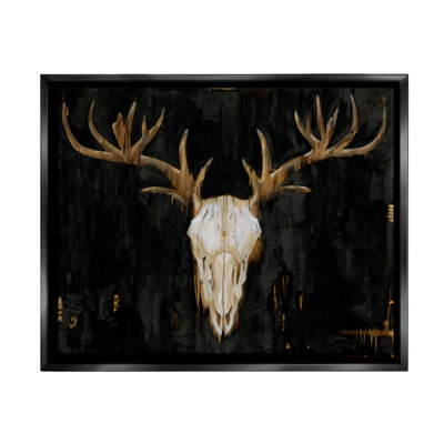 «Millwood Pines Deer Antler Skull», art mural sur toile flottant rustique foncé par Liz Jardine