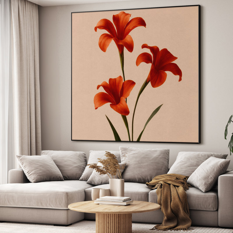Très grande reproduction d'art sur toile - Fleur, art floral moderne, décoration pour le salon ou la chambre à coucher - «Assemblage requis du cadre (cadre non fini)»