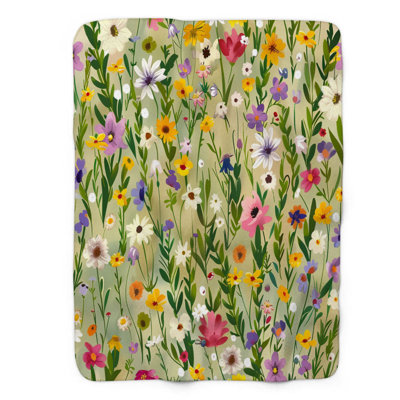 Seasonal Petals - Couverture sherpa de qualité supérieure 1 pièce