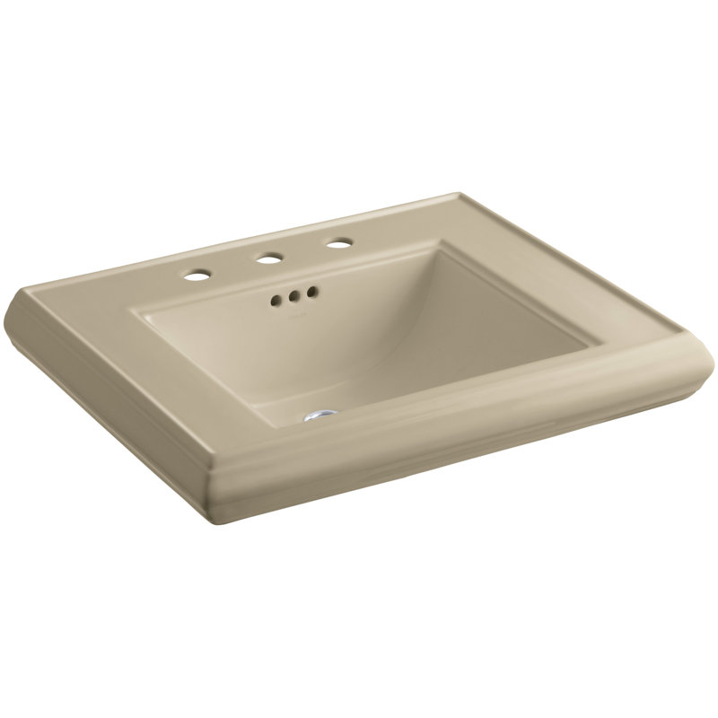 Memoirs Rectangular Pedestal Bathroom Sink with Overflow, Mexican Sand, 8'' Centers