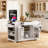 Fluted Kitchen Island With Tilt-out Trash Can, Power Outlet, Internal Storage Rack, 3 Drawers And 3 Open Side Racks-970920427