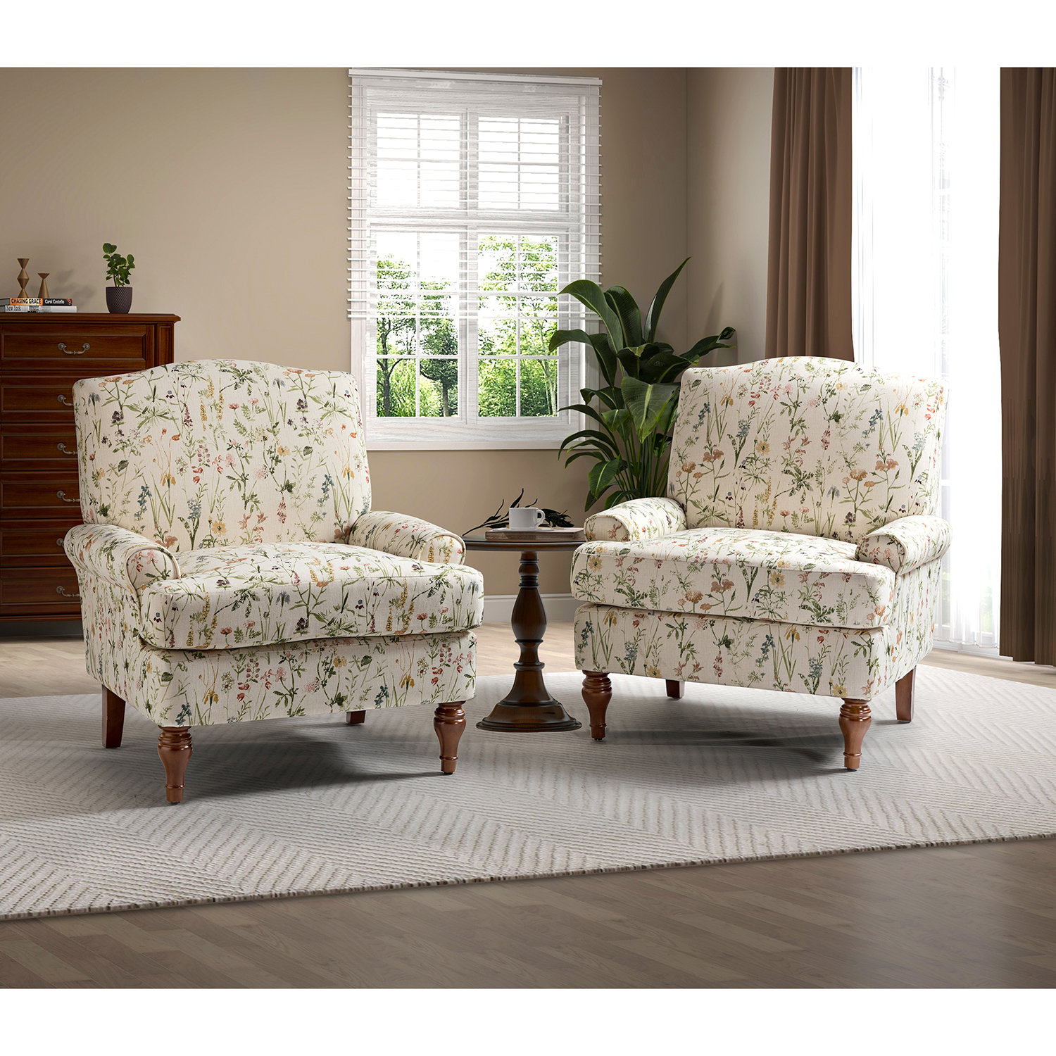 Laurel Foundry Modern Farmhouse® Mooresville 31'' W Traditional Upholstered Armchair with Solid Wood Legs (Set of 2) & Reviews | Wayfair