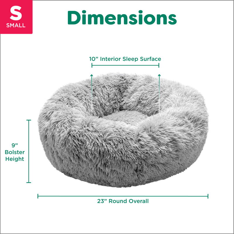 Small Mist Gray Faux Fur Orthopedic Donut Pet Bed