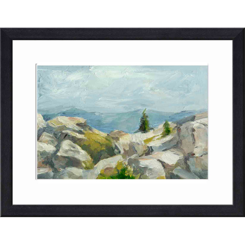 Impasto Mountainside III - peinture encadrée, H 8 po x l 12 po, Motif argent