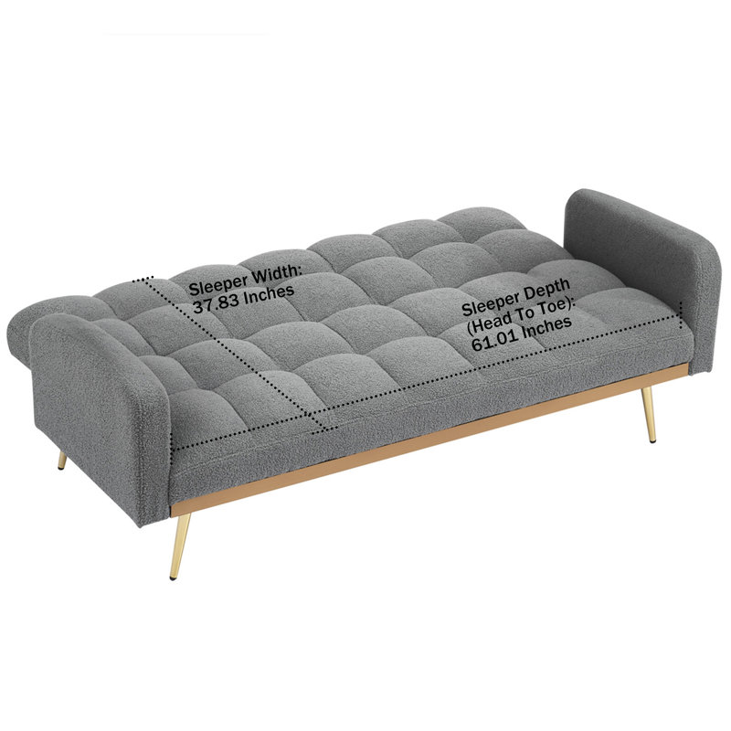 Canapé-lit futon avec 2 coussins Teddy, Grey Teddy