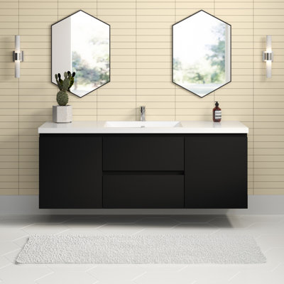 Ensemble de meuble-lavabo mural simple de 59,5 po Polychronis