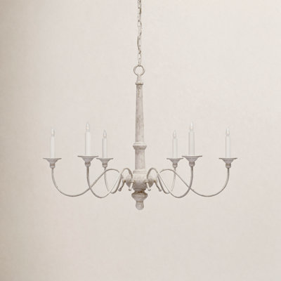 Country 6 - Light Wood Dimmable Chandelier