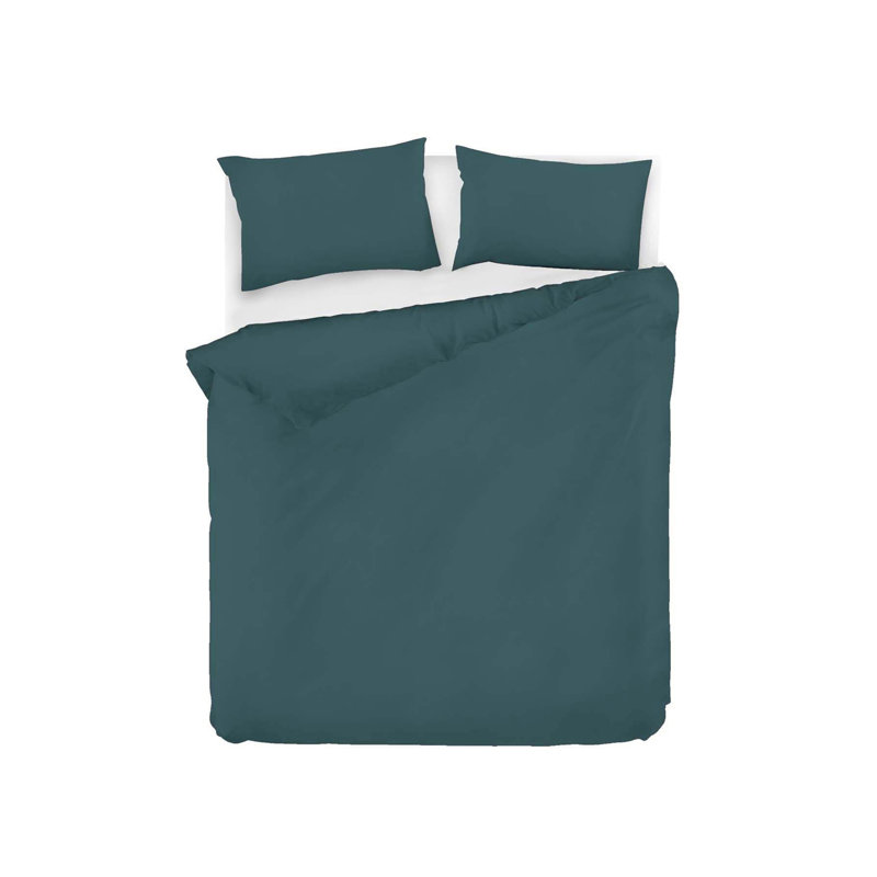 Ensemble de housse de couette 100% coton, Housse de couette double TG + 2 taies d'oreiller s, Vert