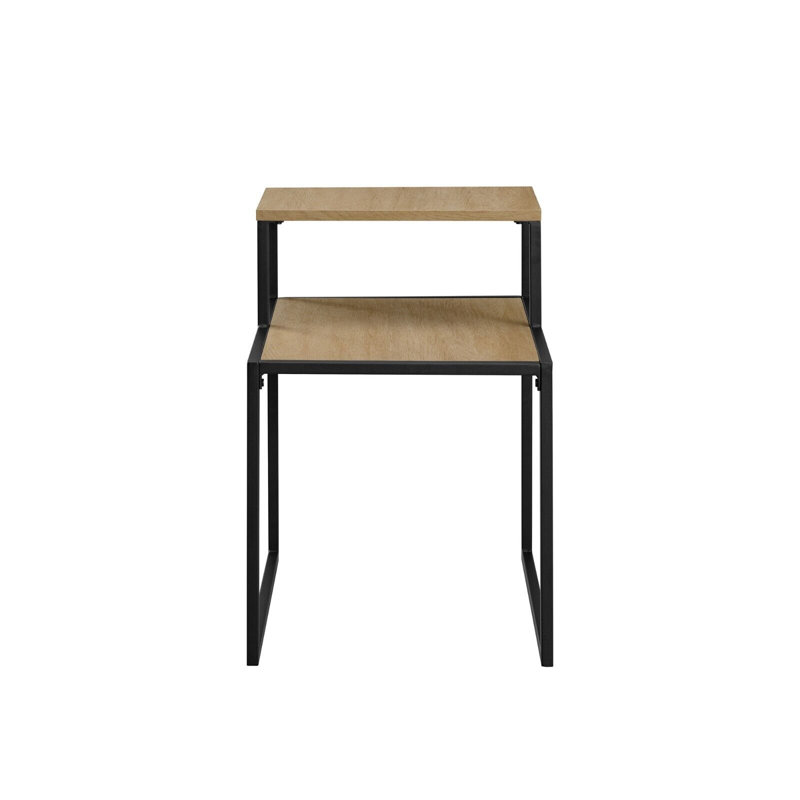Sperazza Frame Side Table Set, Black, Light Brown
