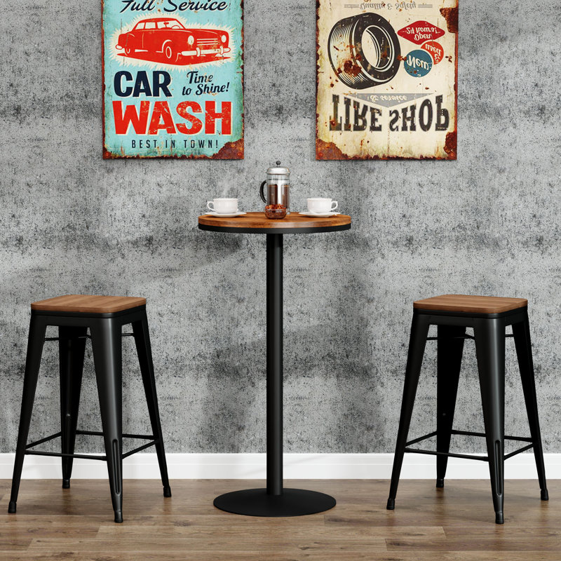 Comptoir et tabourets de bar en métal, Noir, Tabouret de comptoir (siège d'une hauteur de 26 p
