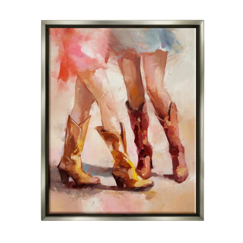 «Dancing Cowgirl», reproduction encadrée sur toile par Ziwei Li, Cadre flottant gris lustré, H 31 po x l 25 po x P 1,7 po