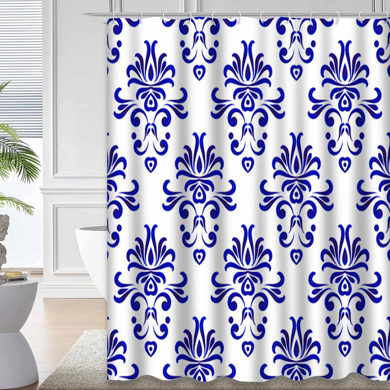 Rideau de douche abstrait à motif floral abstrait avec 12 crochets, L 72 po x l 78 po