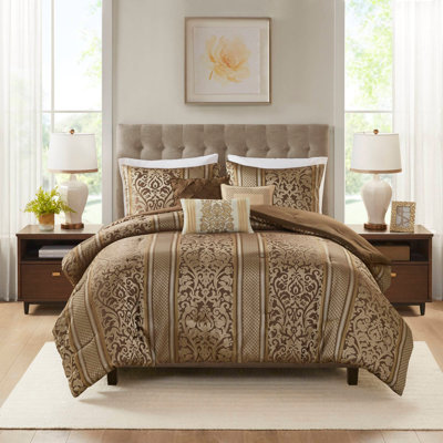 Ensemble d'édredon 6 pièces avec coussins décoratifs en jacquard