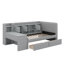 Lit de jour simple tapissier avec tiroirs, tablettes, armoires rabattables et table d'appoint-121614059