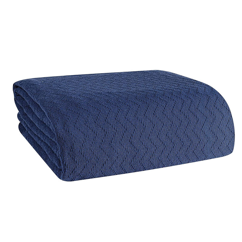 Couverture 100% coton, Simple, Bleu marine