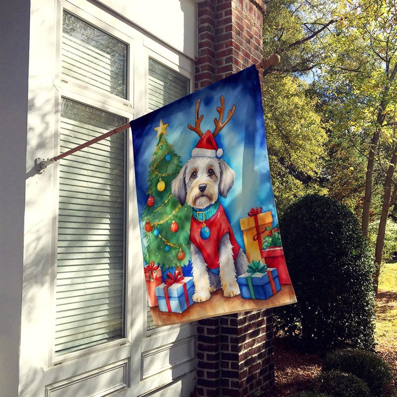 Drapeau de Noël maison de renne, Terrier Dandie Dinmont