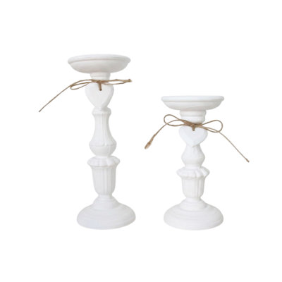 Porte-bougie en bois tourné Heart Charm