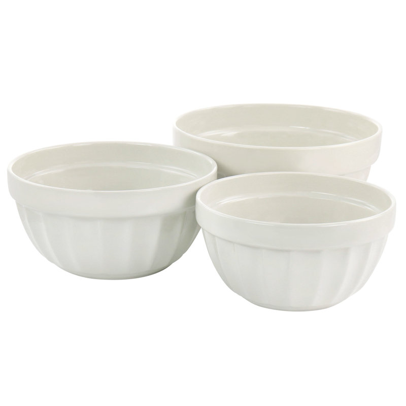 Ensemble de bols à mélanger en grès 3 pièces Martha Stewart Broadbrook, Blanc