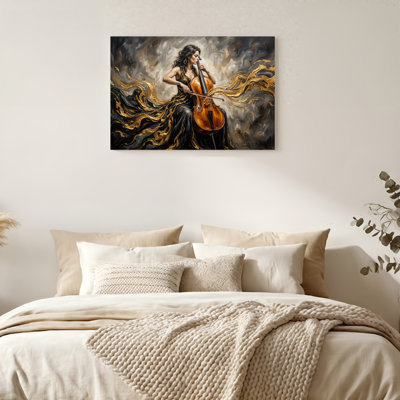 Art mural sur toile Gallery Wrap pour le salon, la chambre à coucher, le bureau ou le vestibule - Décoration murale décorative avec joueur de violoncelle