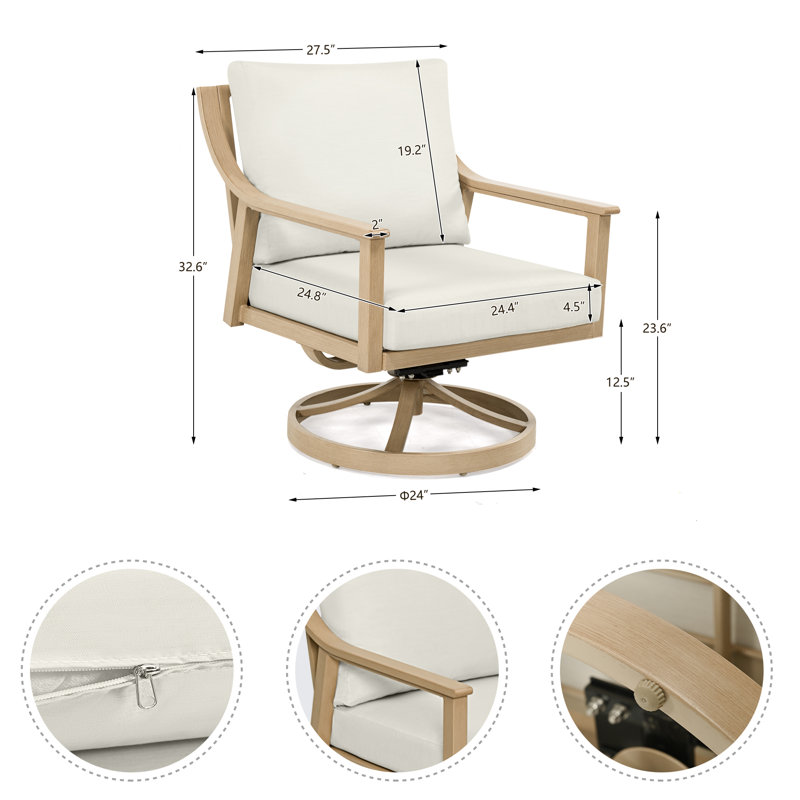 Ensemble de conversation avec coussins 3 pièces Vishali, Beige, Beige