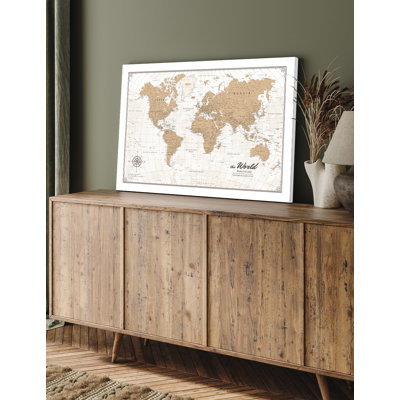 Art mural rétro sur toile carte du monde, impression de carte de voyage pour la maison, le bureau ou le bureau, décoration murale punaise pour les amoureux du voyage