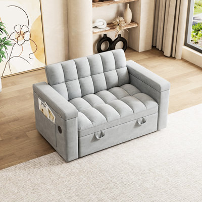Lit double pliable avec panneau de bureau d'ordinateur ajustable et coussin moelleux de 65 pouces pour le cinéma maison, port convertible 3 en 1, boîte de rangement, remplisseur haute densité, facile à entretenir