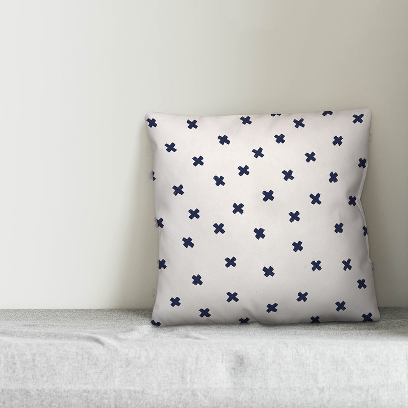 Polka Dots Reversible Throw Pillow, 20" x 20", White/Navy Geometric 2