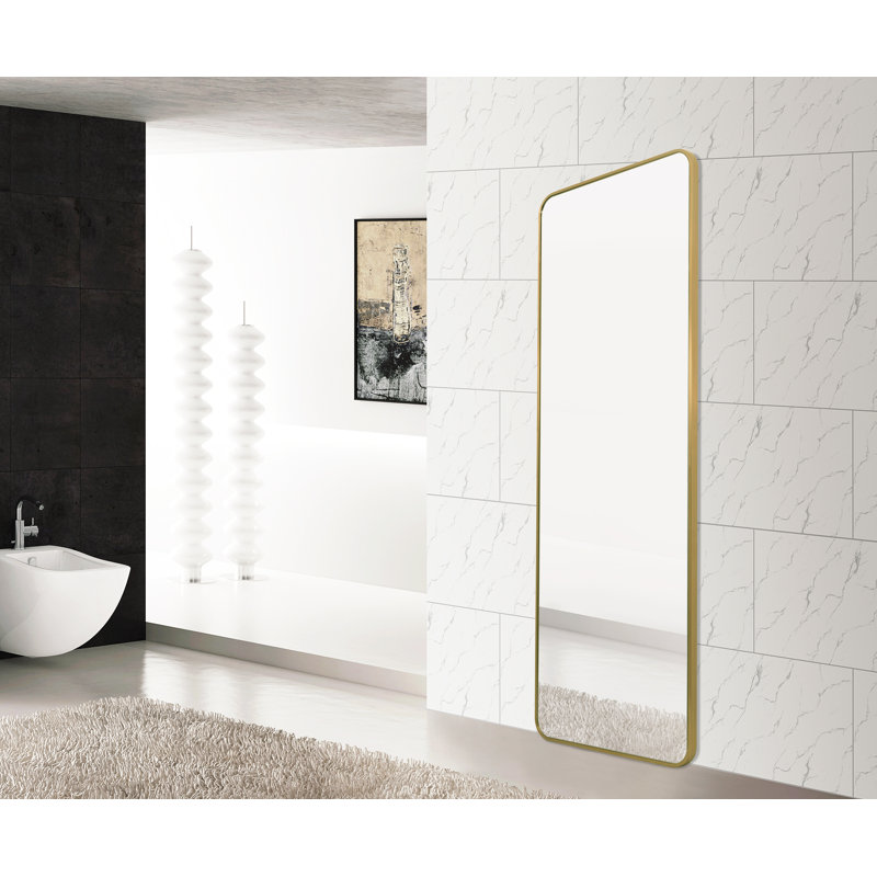 Kallas Metal Flat Wall Mirror, Brass