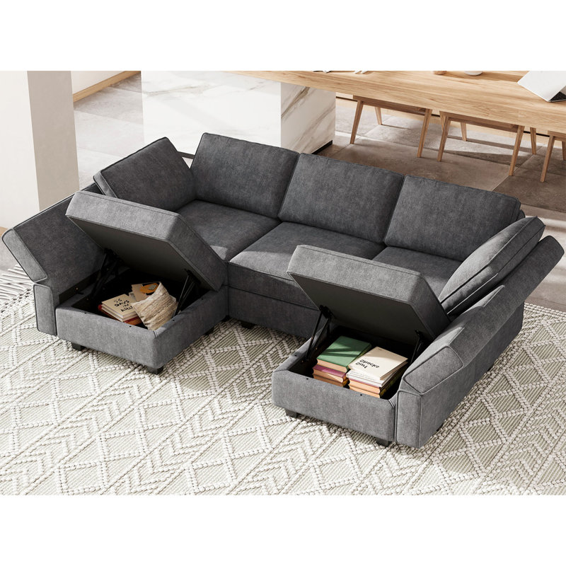 Petit canapé modulaire Kimbrel, Mélange de polyester gris foncé