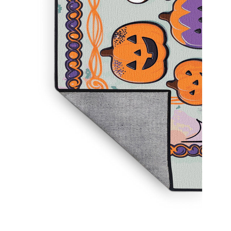 The Holiday Aisle® Washable Halloween Fall Season Holiday Rug, Rectangulaire 2 pi x 3 pi