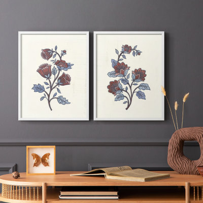 Hand Drawn Blooms I-Premium Framed Print -Ready to Hang - No Nails Required - No Nails Required -  Wexford Home, GDF102B-S13445-S2