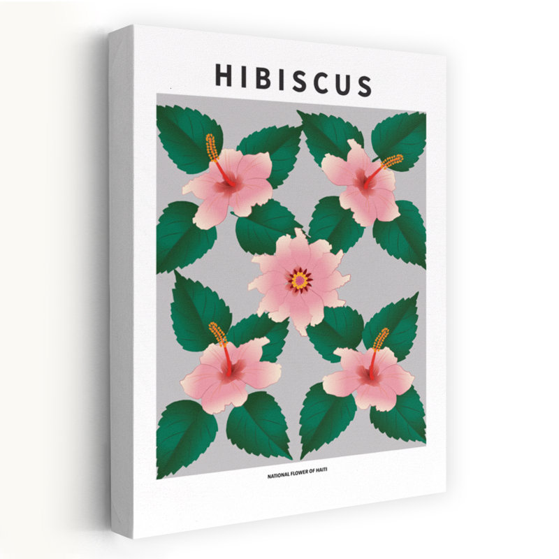 Contemporary Art Modern Abstract Hibiscus Flower Plant Art by Paperago - Wrapped Canvas Print, 60.96 cm H x 40.64 cm W