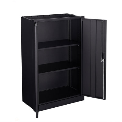 Metal Storage Cabinet With Locking Doors And Adjustable Shelf, Folding Filing Storage Cabinet , Folding Storage Locker Cabinet For Home Office,School,Garage, Black