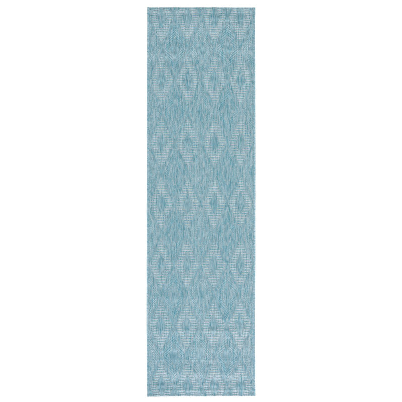 Tapis intérieur / extérieur à motif géométrique A Açia Aqua, Tapis de couloir 2 pi 3 po x 10 pi