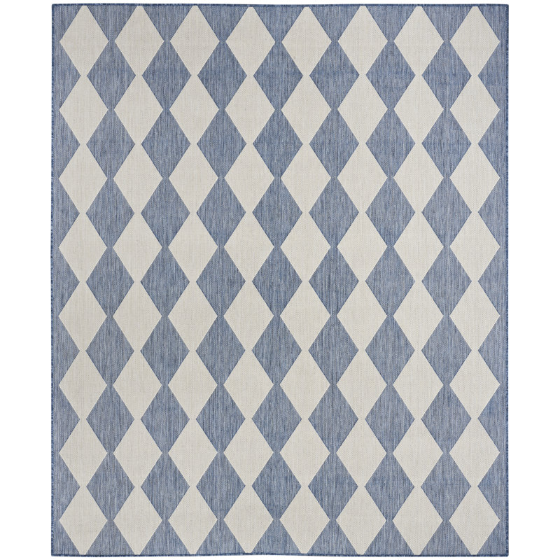 Tapis intérieur / extérieur rectangulaire Positano, Rectangle 9 pi x 12 pi, Bleu